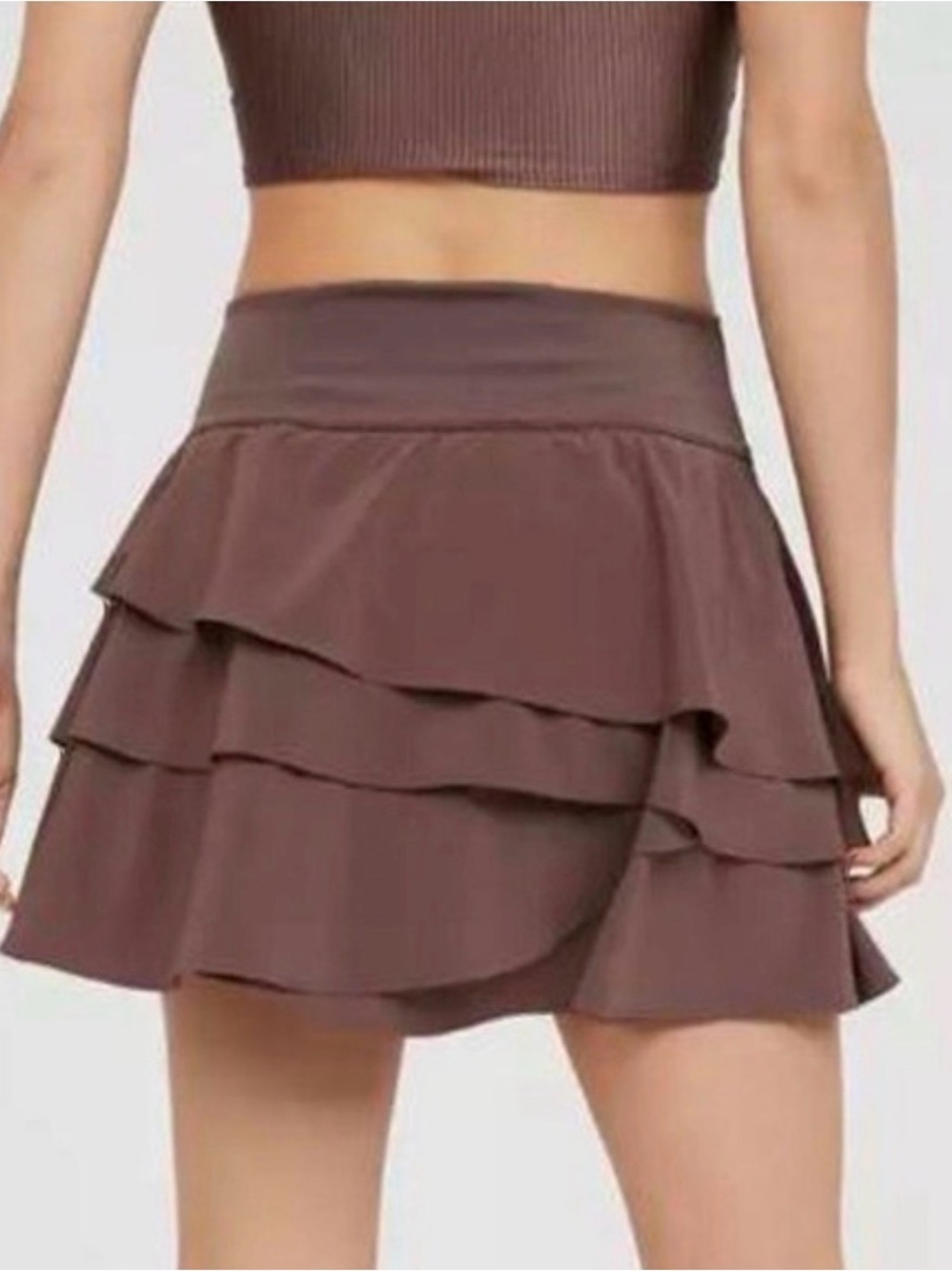 Aerie Women's Tiered Ruffle Skirt - Brown
